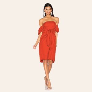 LPA Dress 146 In Red Off The Shoulder Size S
